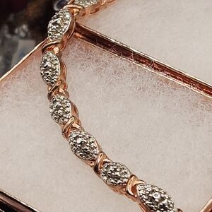 Elegant Rose Gold & Silver Women's Oval X Shapes Link Double Lock Clasp Bracelet